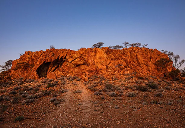 Sunsiet view of Peace Gorge rock formation in Meekatharra Shire.